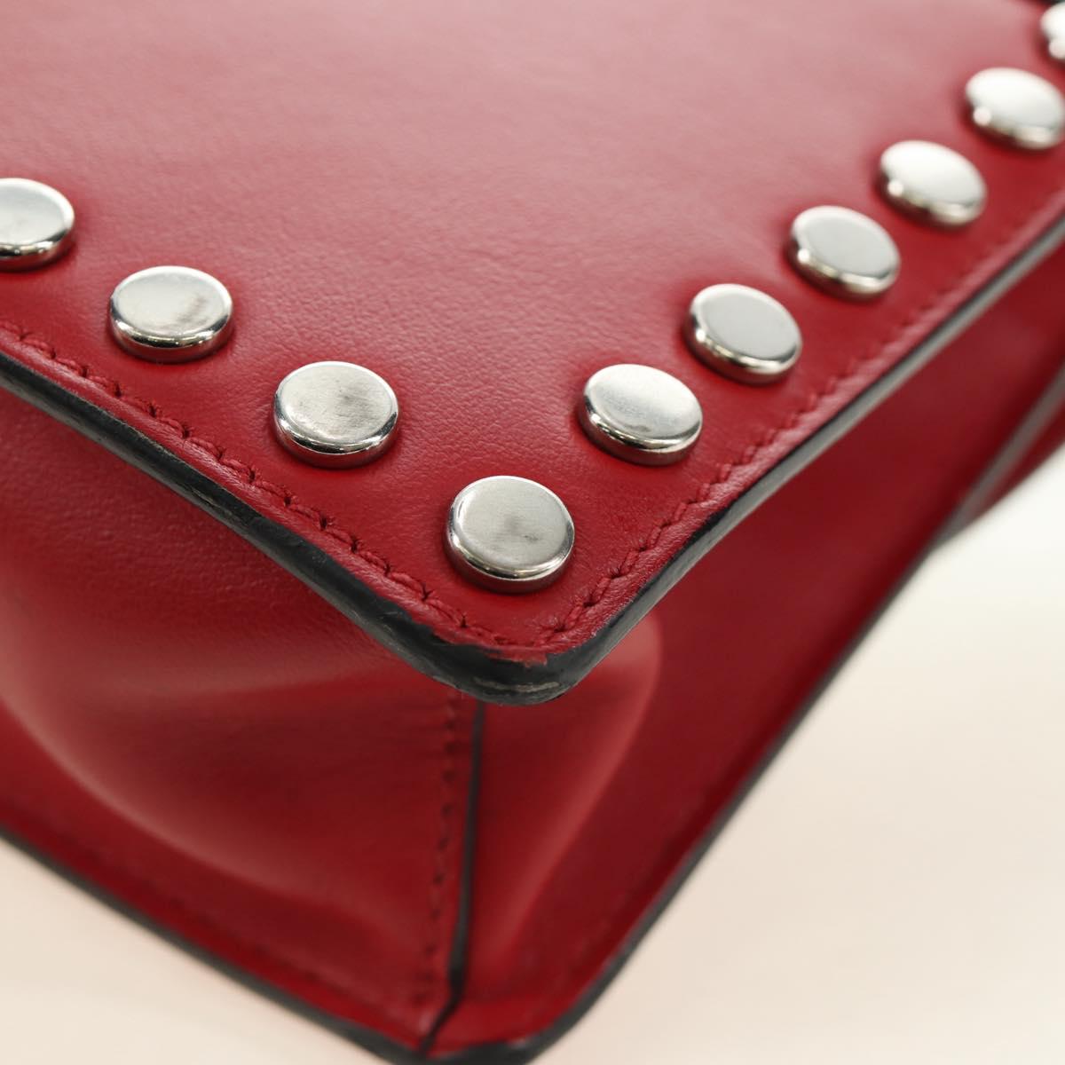PRADA Comic Electra Shoulder Bag Leather Red Silver Auth BA13728V