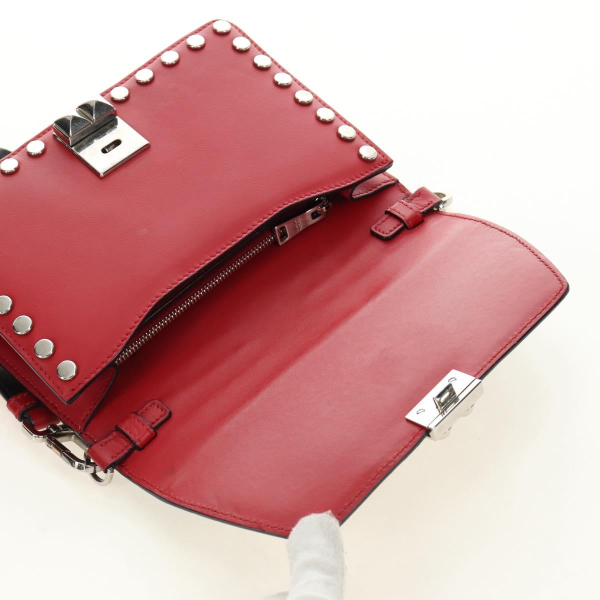 PRADA Comic Electra Shoulder Bag Leather Red Silver Auth BA13728V