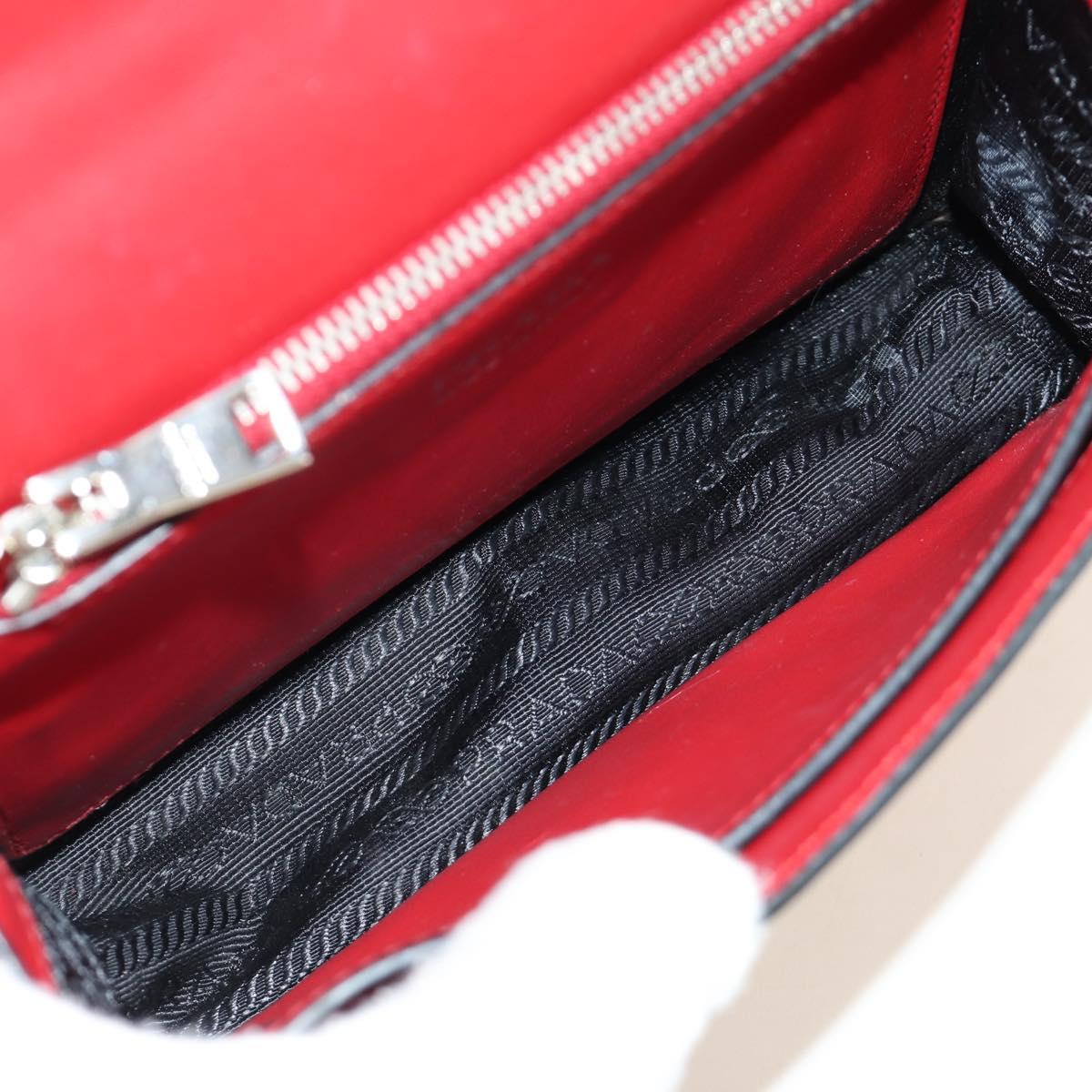 PRADA Comic Electra Shoulder Bag Leather Red Silver Auth BA13728V