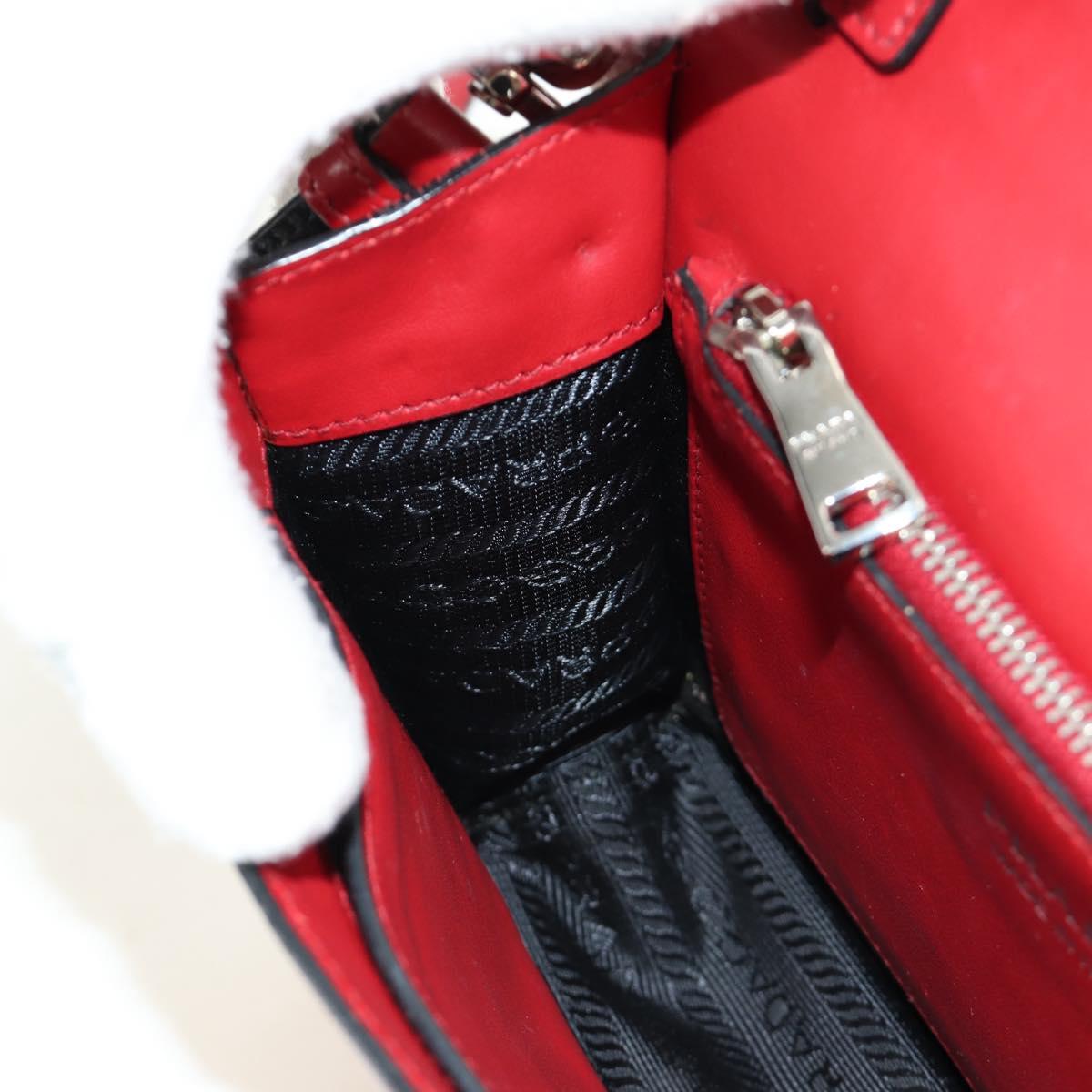 PRADA Comic Electra Shoulder Bag Leather Red Silver Auth BA13728V