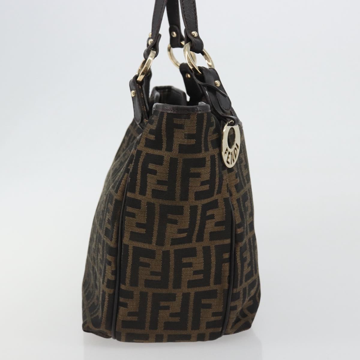 FENDI Zucca Canvas Tote Bag Black Brown Auth BA13729V