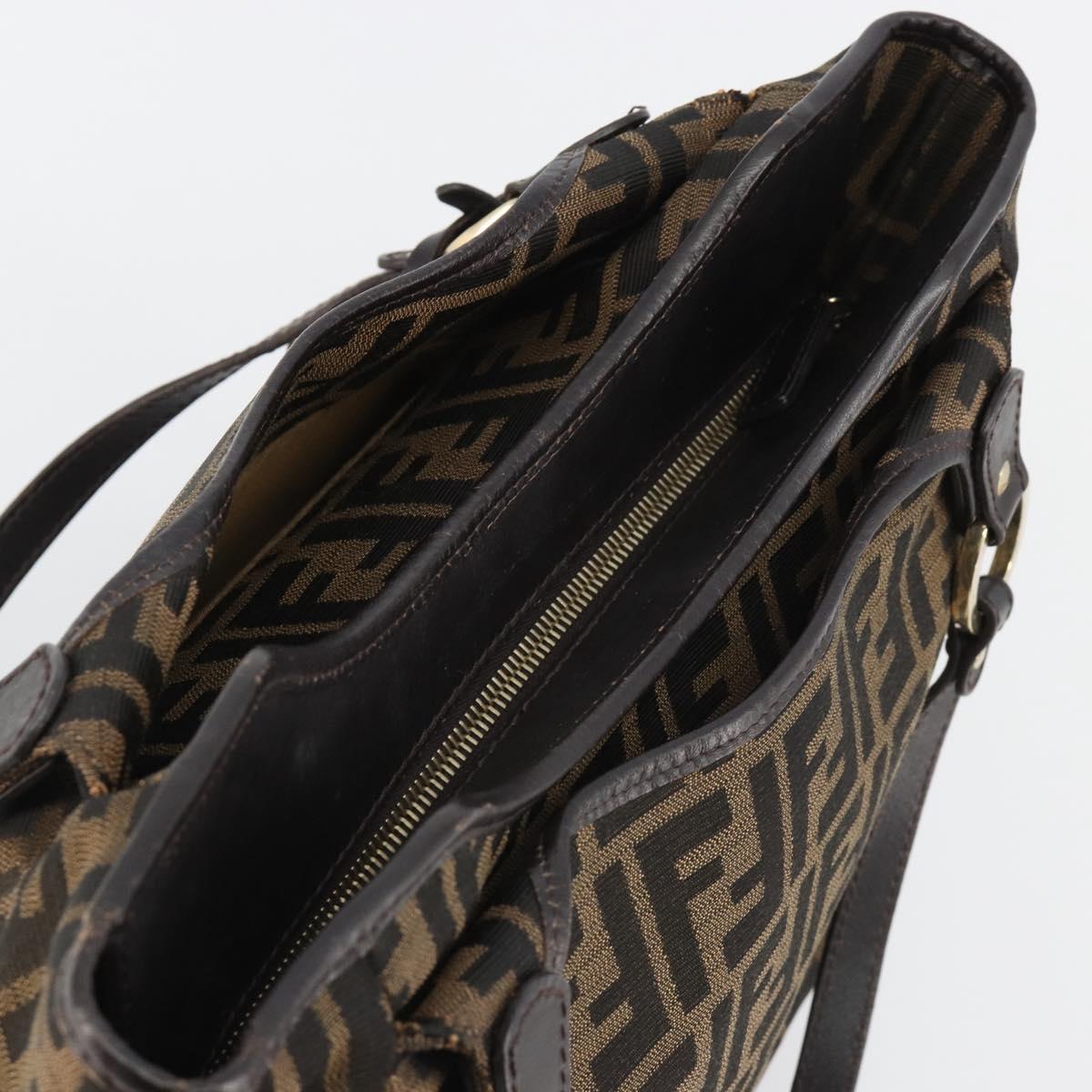 FENDI Zucca Canvas Tote Bag Black Brown Auth BA13729V