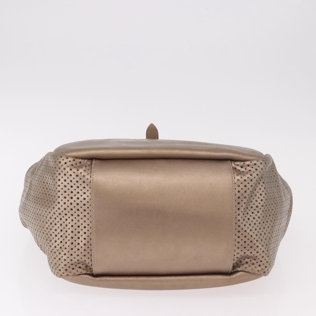 Salvatore Ferragamo Gancini Shoulder Bag Leather Gold Auth BA13730