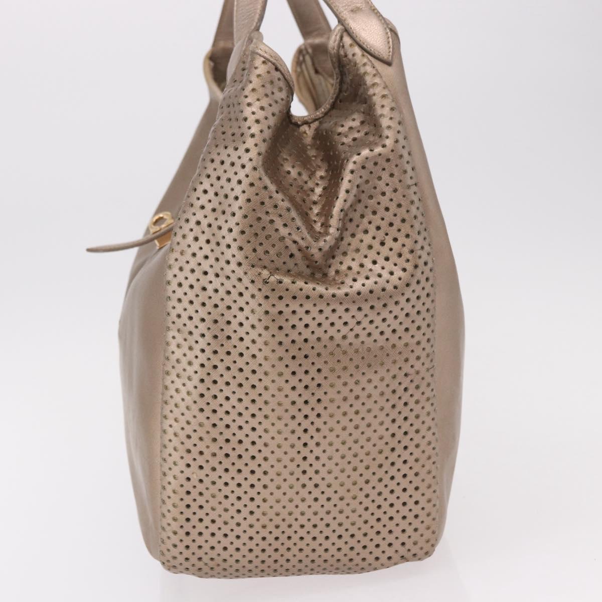 Salvatore Ferragamo Gancini Shoulder Bag Leather Gold Auth BA13730