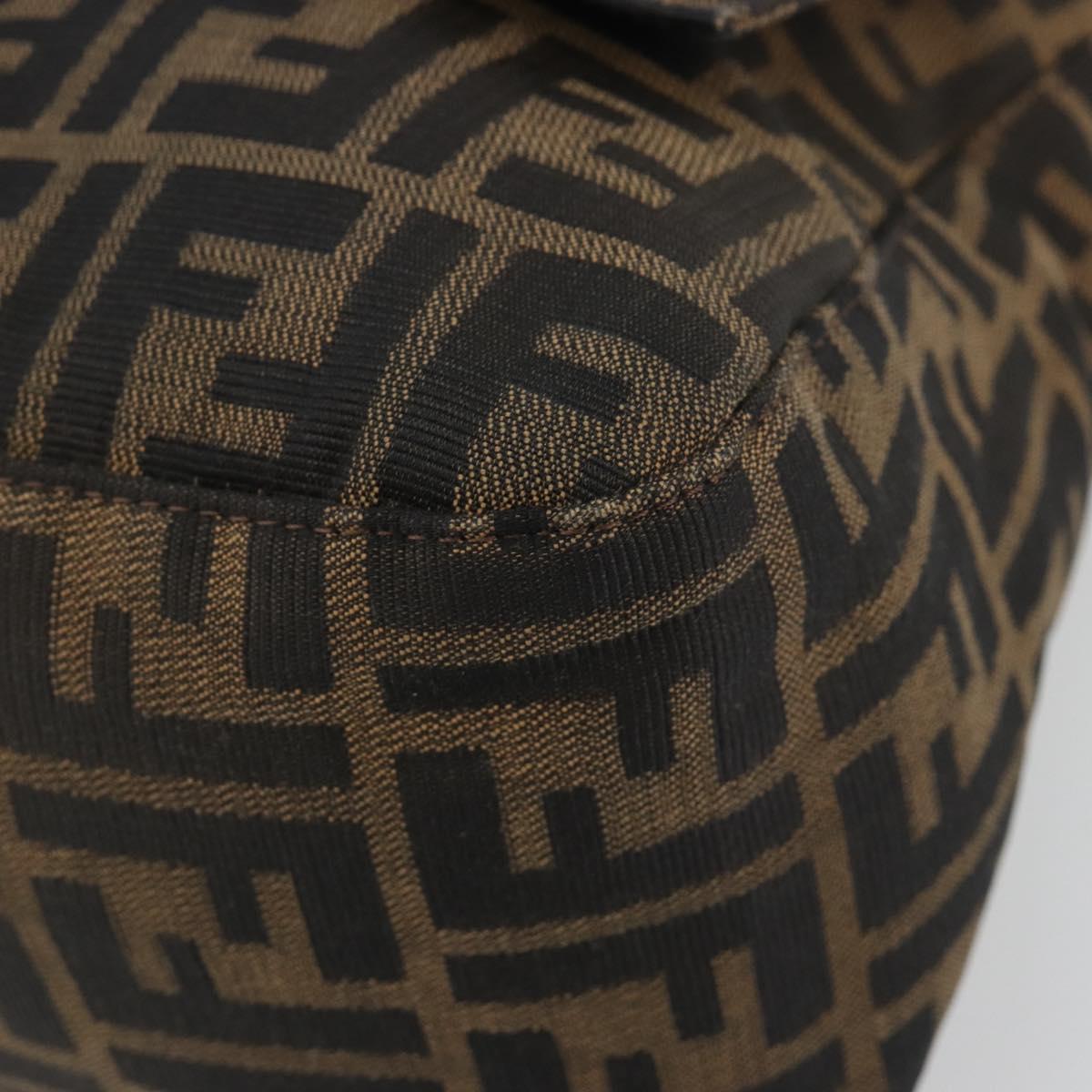 FENDI Zucca Canvas Mamma Baguette Shoulder Bag Black Brown Auth BA13733V