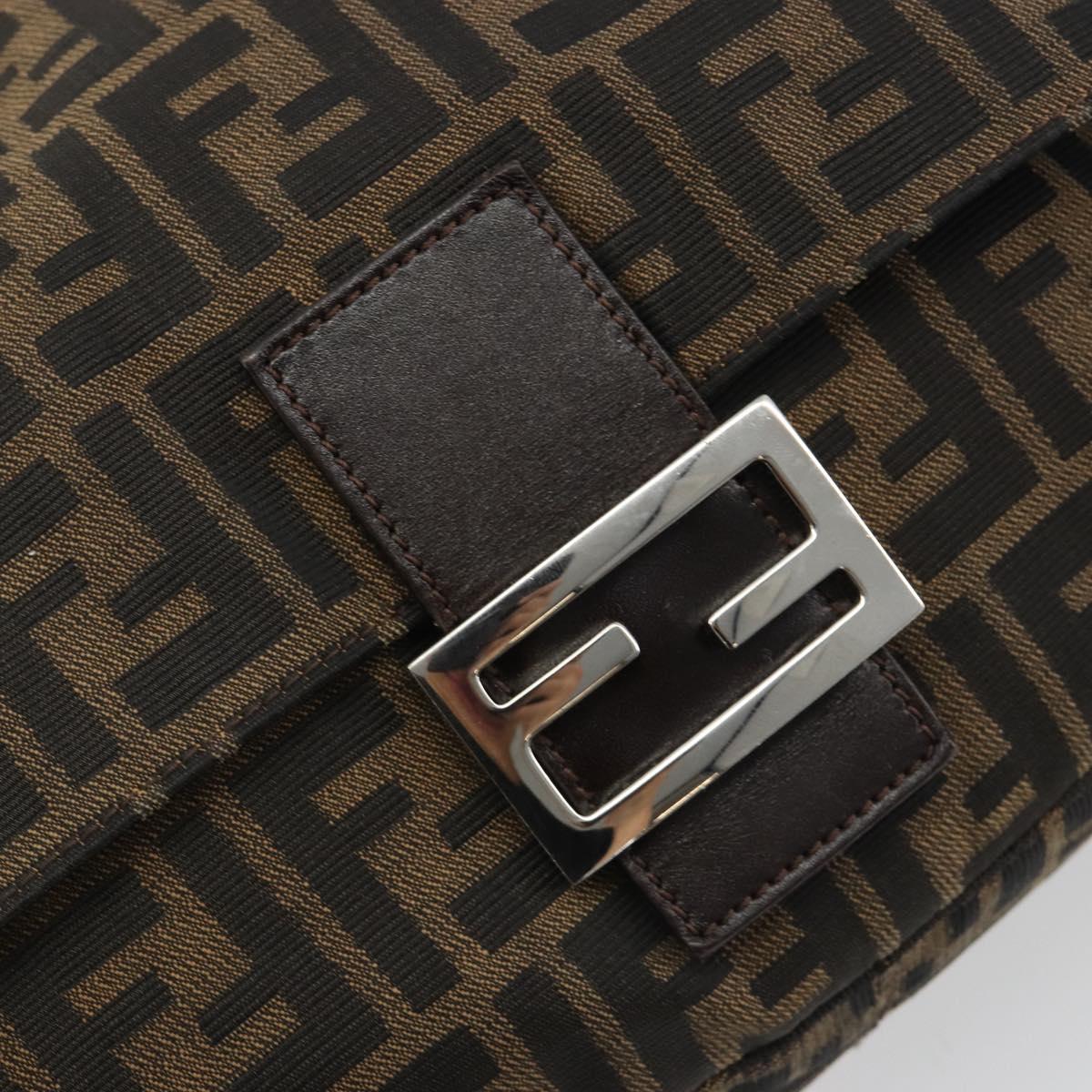 FENDI Zucca Canvas Mamma Baguette Shoulder Bag Black Brown Auth BA13733V