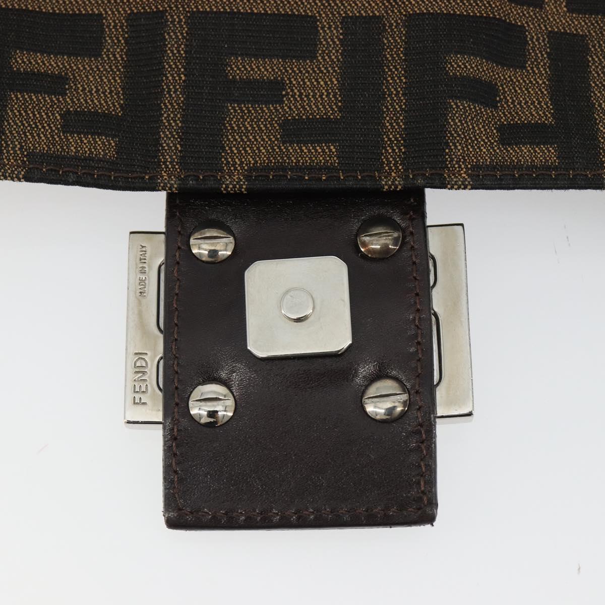 FENDI Zucca Canvas Mamma Baguette Shoulder Bag Black Brown Auth BA13733V
