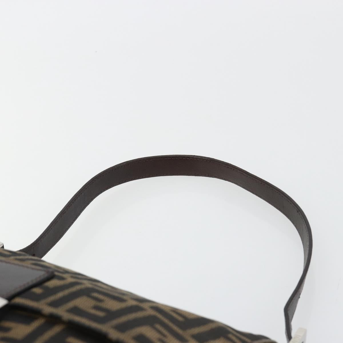 FENDI Zucca Canvas Mamma Baguette Shoulder Bag Black Brown Auth BA13733V