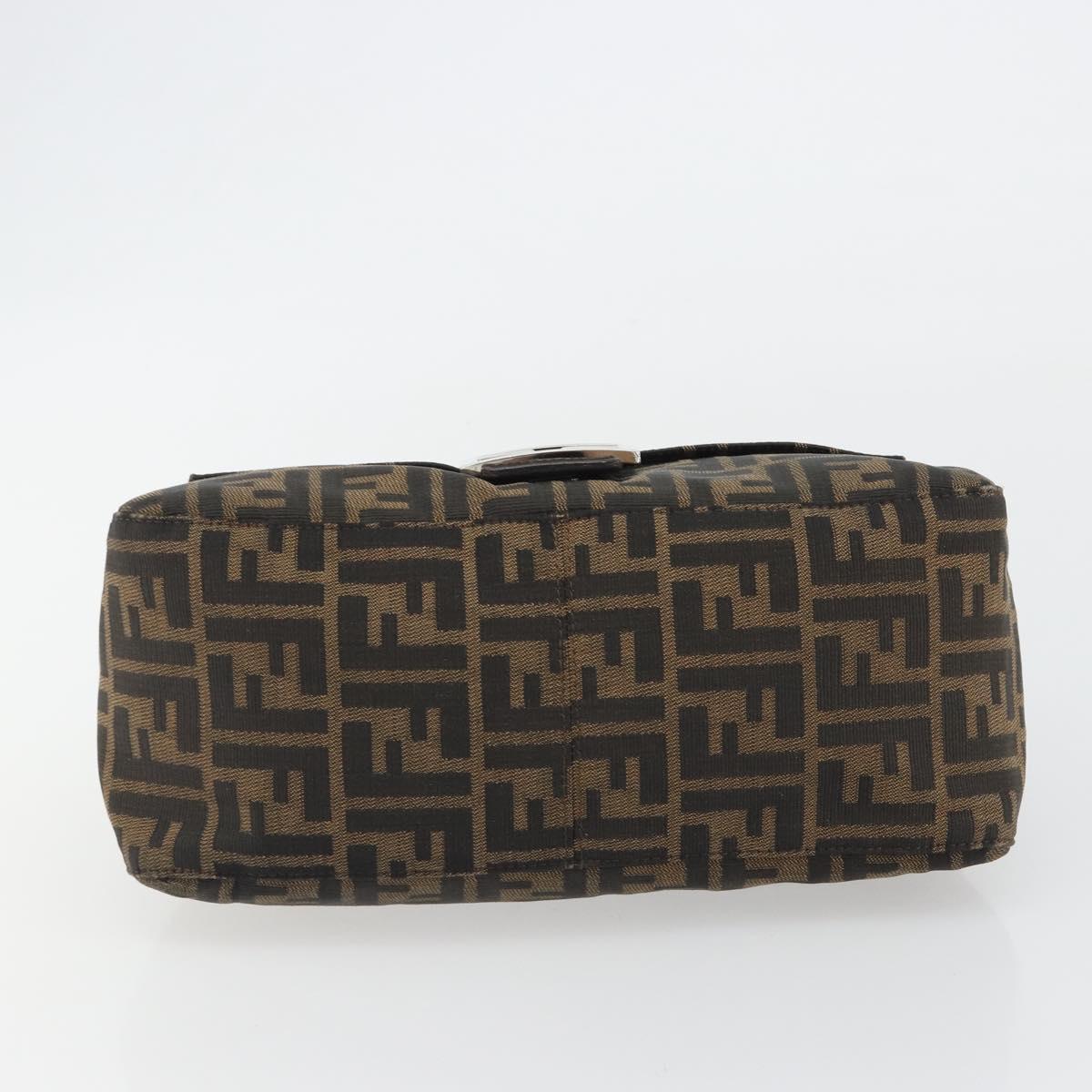 FENDI Zucca Canvas Mamma Baguette Shoulder Bag Black Brown Auth BA13733V