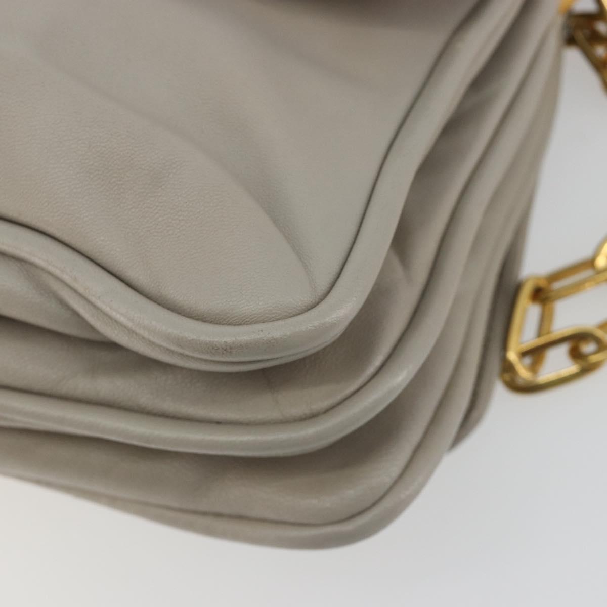 Miu Miu Chain Shoulder Bag Leather Gray Gold Auth BA13736V