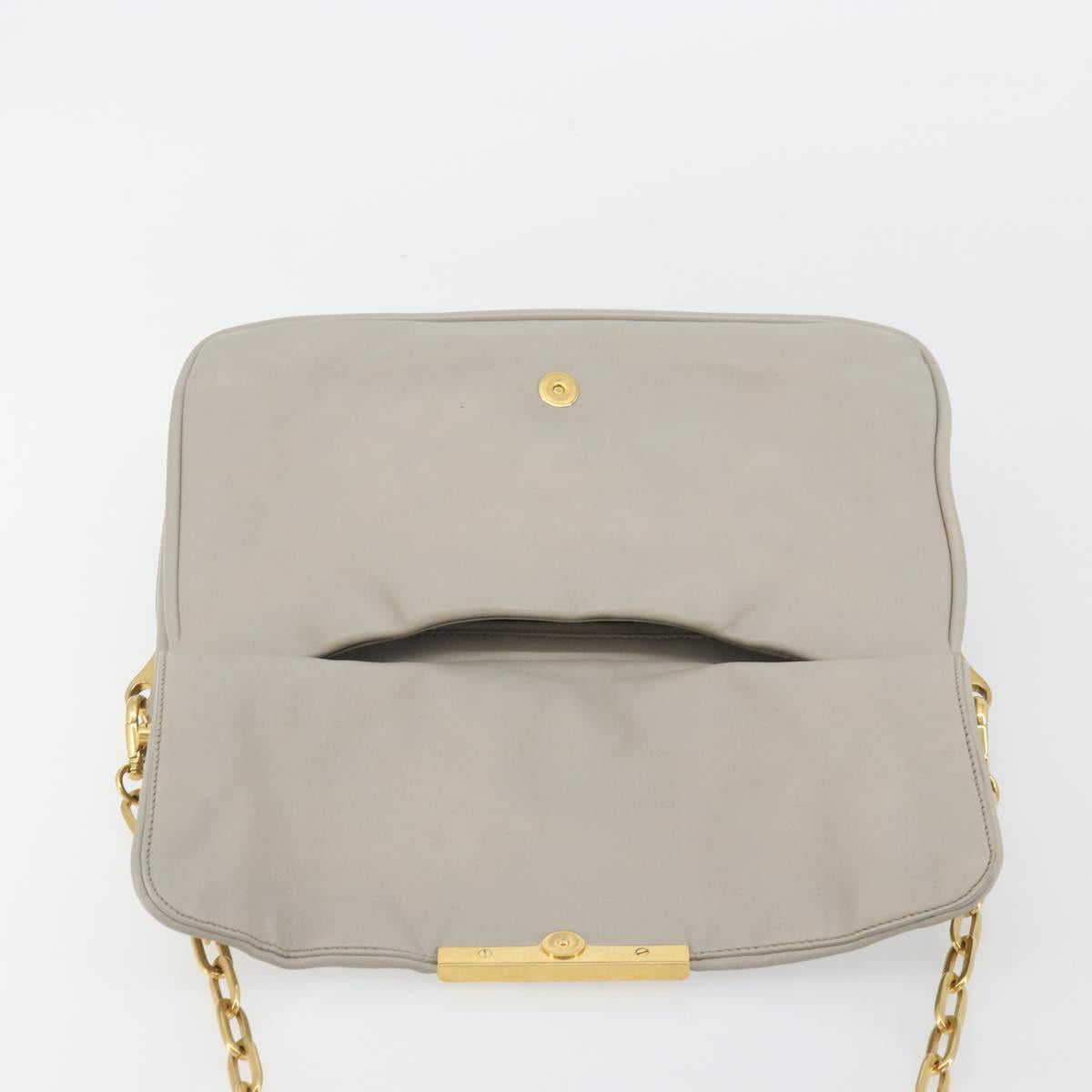 Miu Miu Chain Shoulder Bag Leather Gray Gold Auth BA13736V