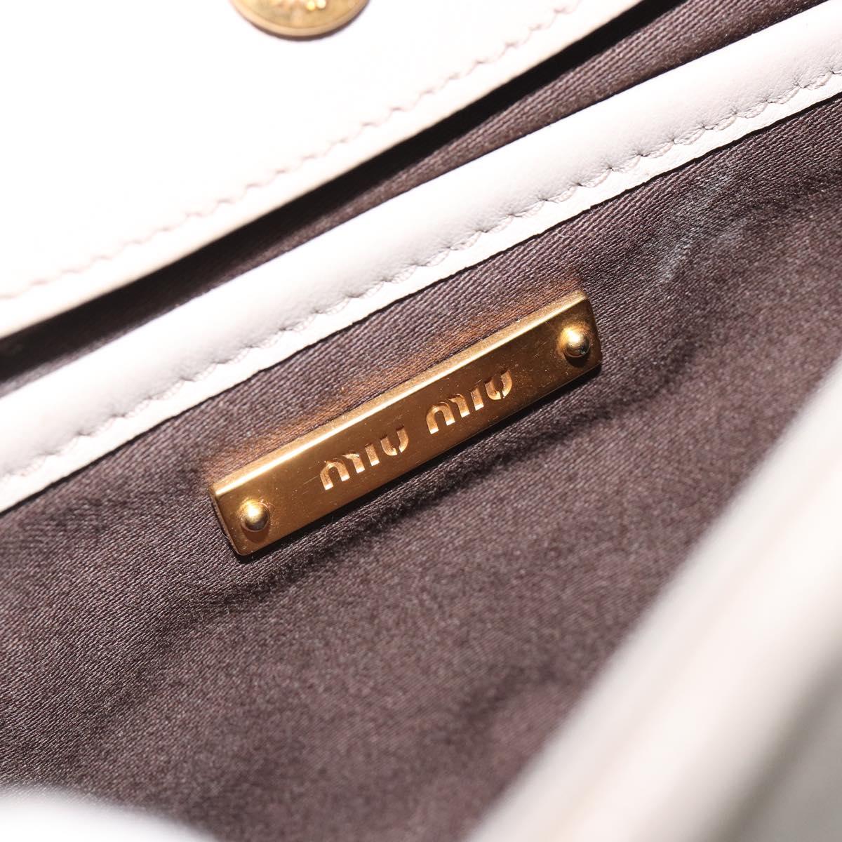 Miu Miu Chain Shoulder Bag Leather Gray Gold Auth BA13736V