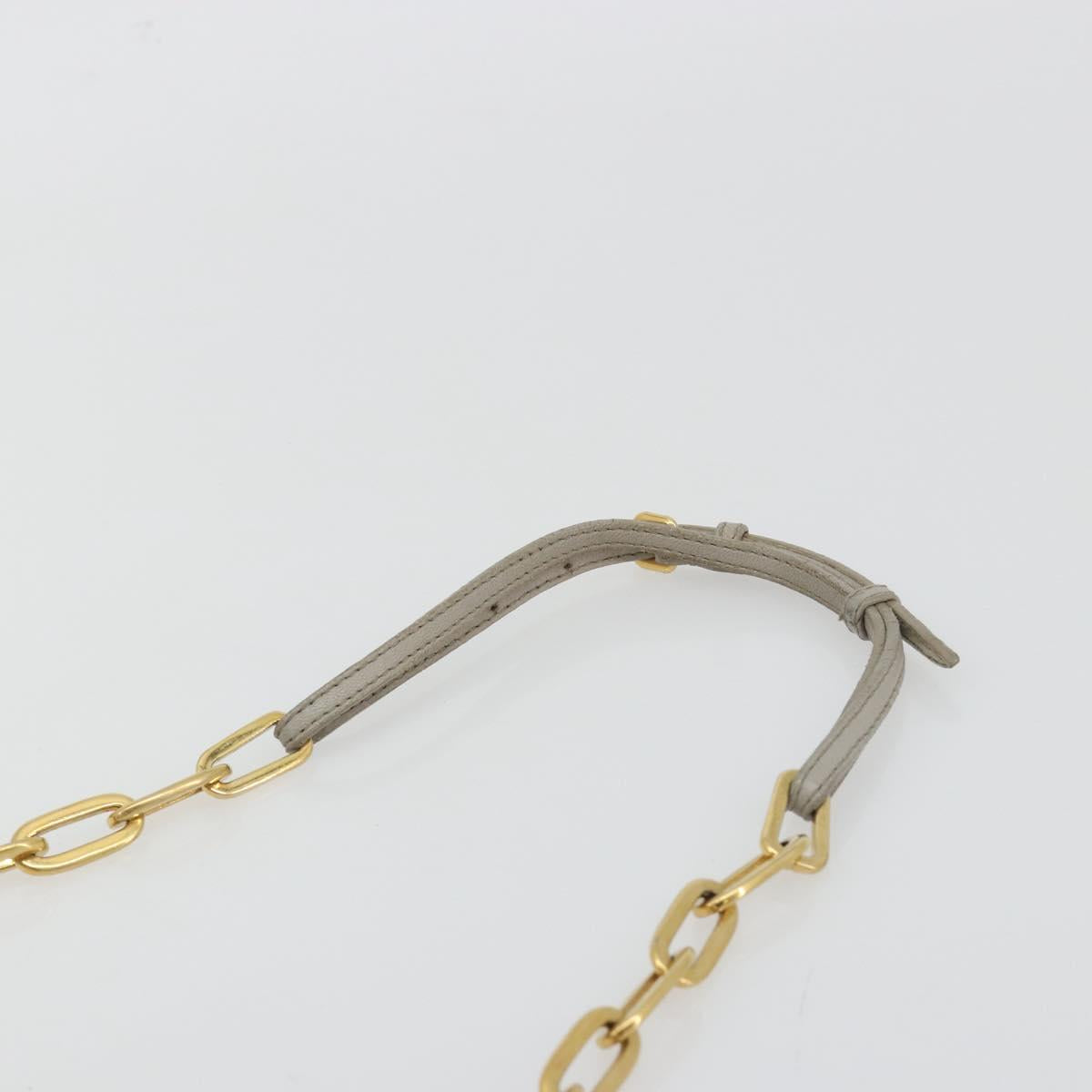 Miu Miu Chain Shoulder Bag Leather Gray Gold Auth BA13736V