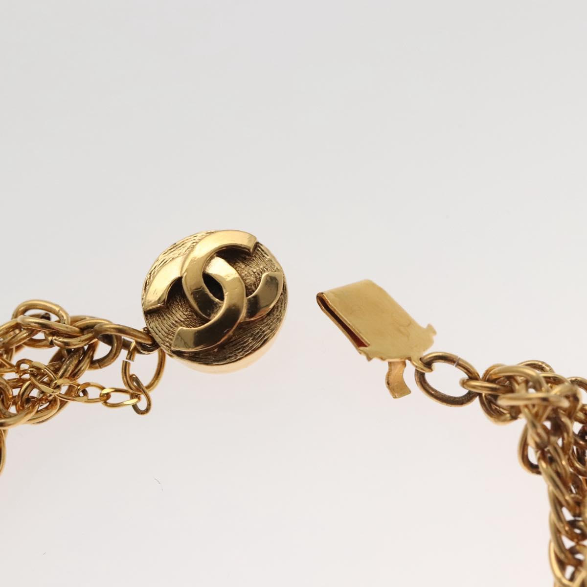 CHANEL COCO Mark Chain Necklace metal Gold CC Auth BA1373SAM