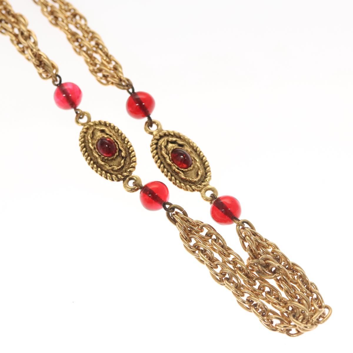 CHANEL COCO Mark Chain Necklace metal Gold CC Auth BA1373SAM