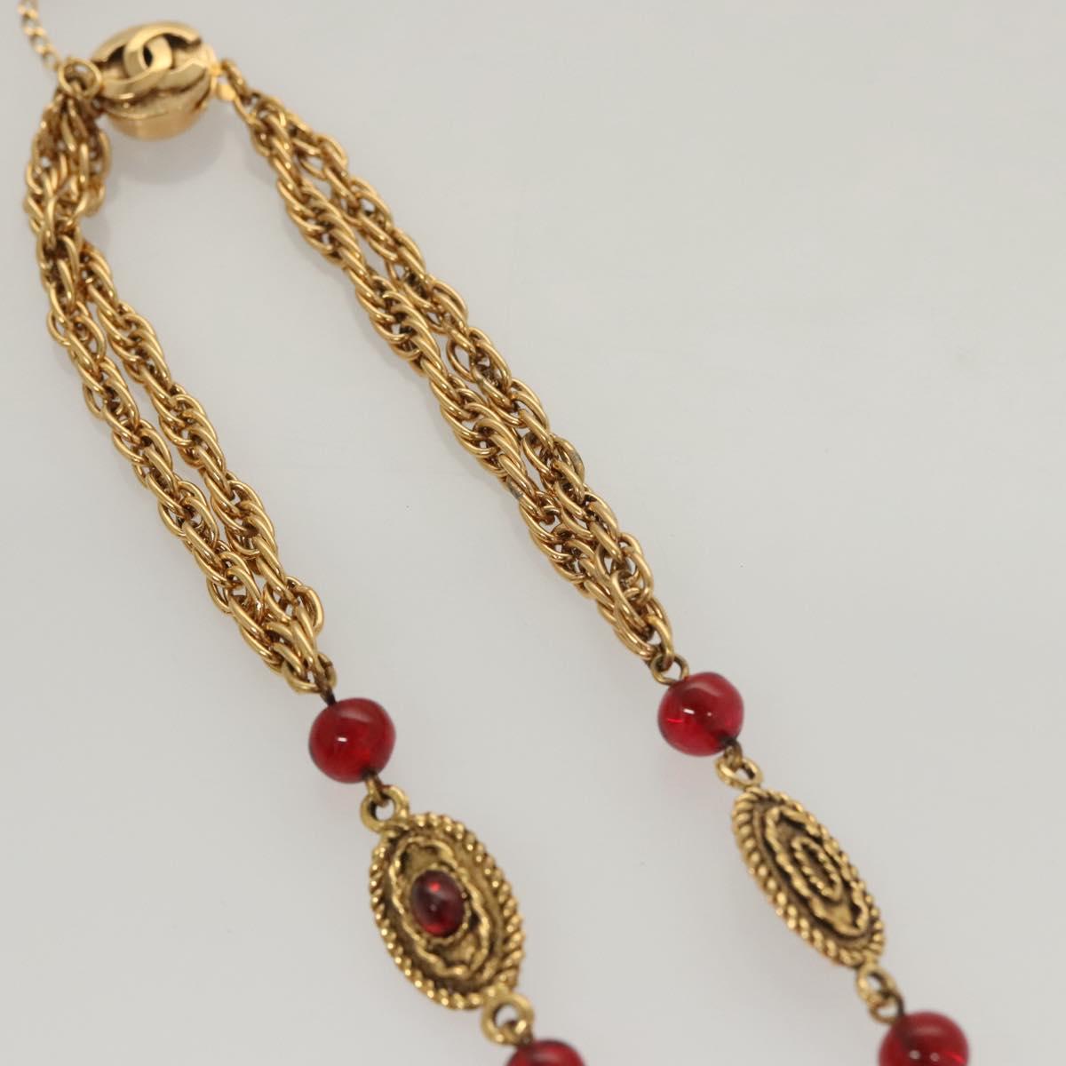 CHANEL COCO Mark Chain Necklace metal Gold CC Auth BA1373SAM