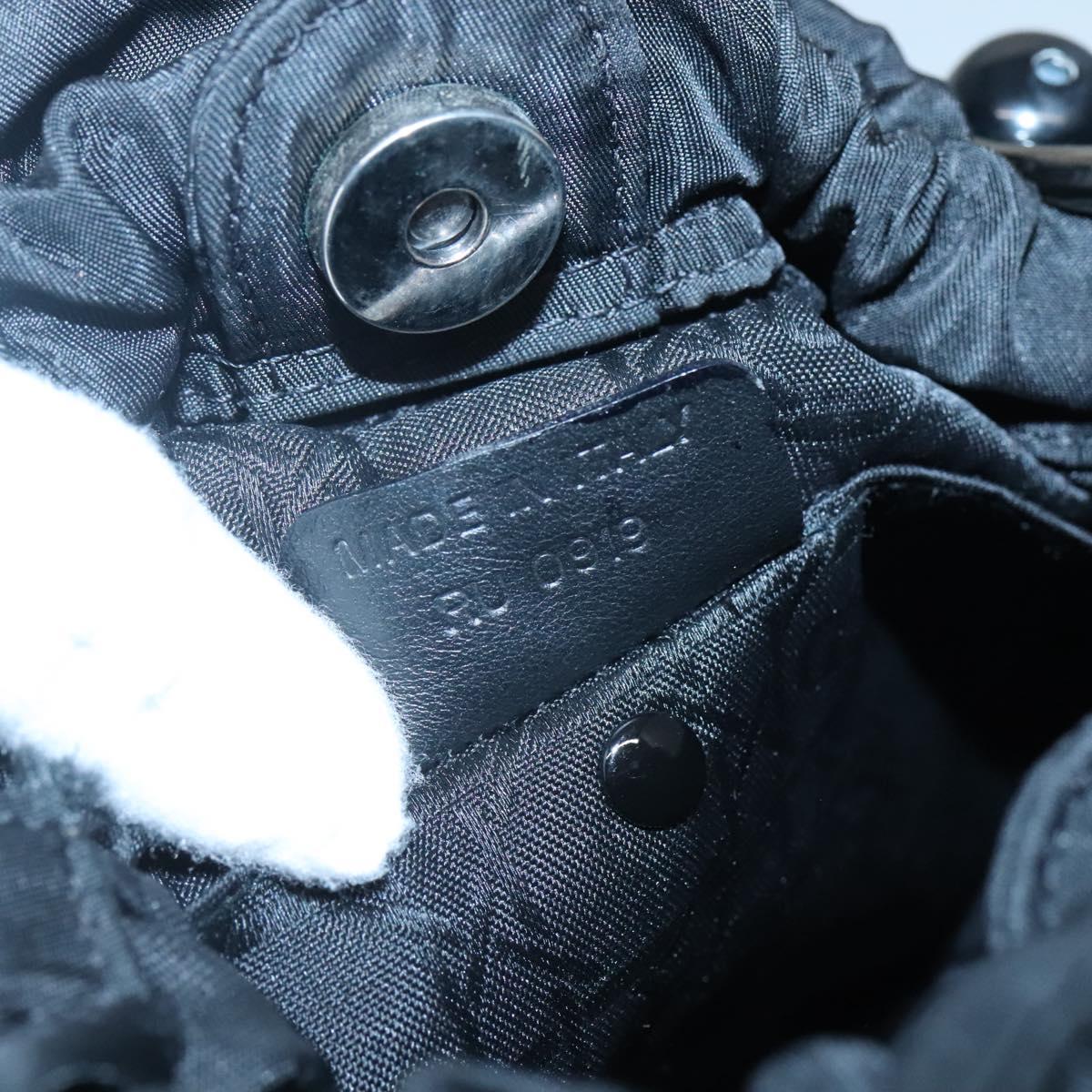 Christian Dior Maris Pearl Shoulder Bag Nylon Black Silver Auth BA1374