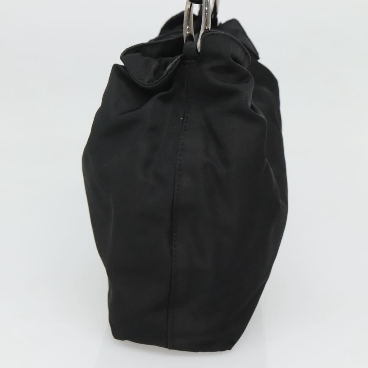 Christian Dior Maris Pearl Shoulder Bag Nylon Black Silver Auth BA1374