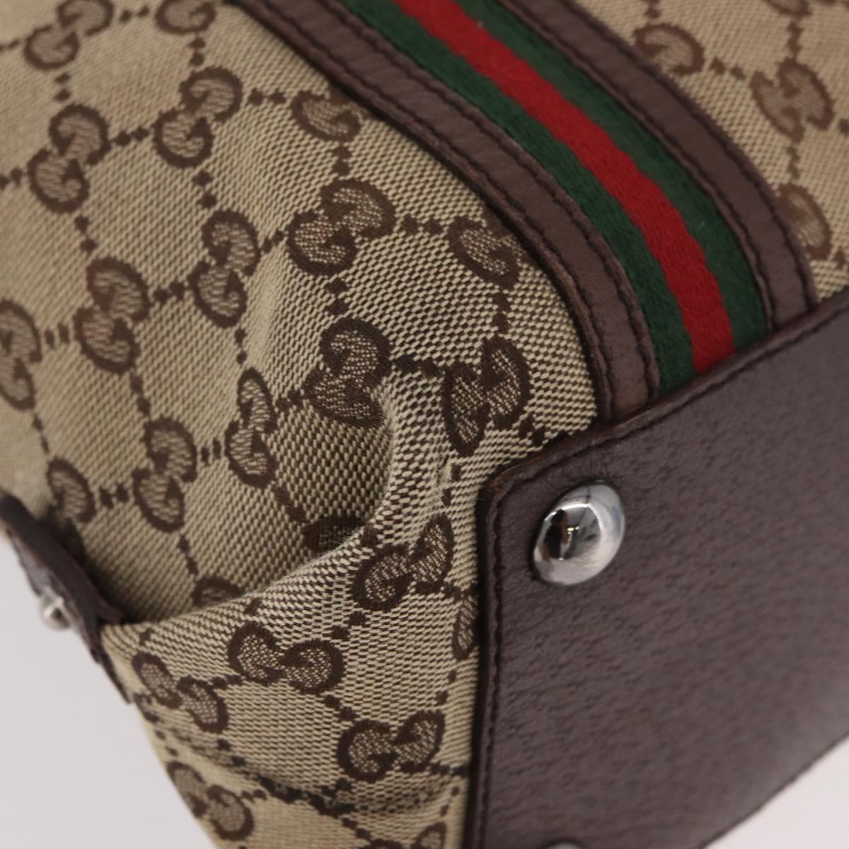 GUCCI GG Supreme Web Sherry Line Tote Bag Beige Silver 131186 Auth BA13747A