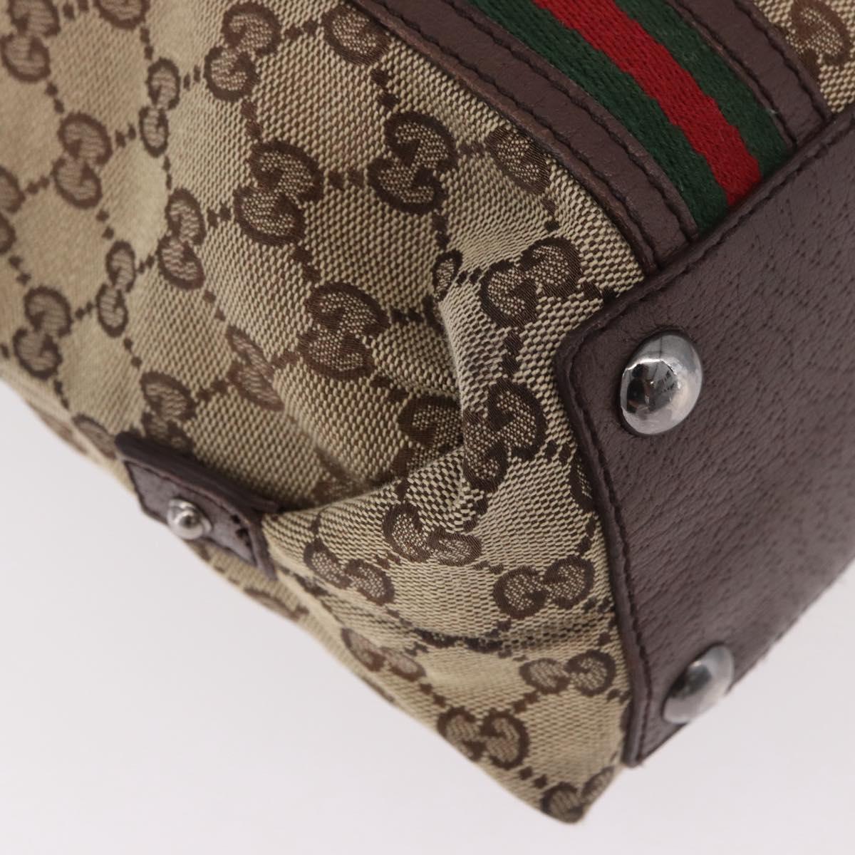 GUCCI GG Supreme Web Sherry Line Tote Bag Beige Silver 131186 Auth BA13747A