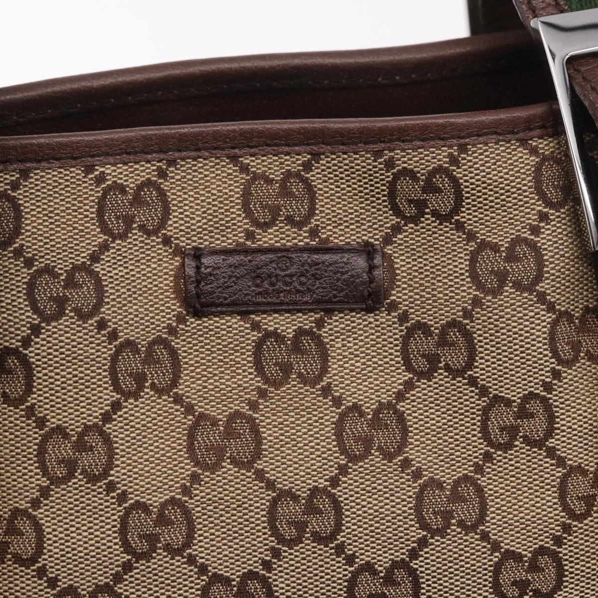 GUCCI GG Supreme Web Sherry Line Tote Bag Beige Silver 131186 Auth BA13747A