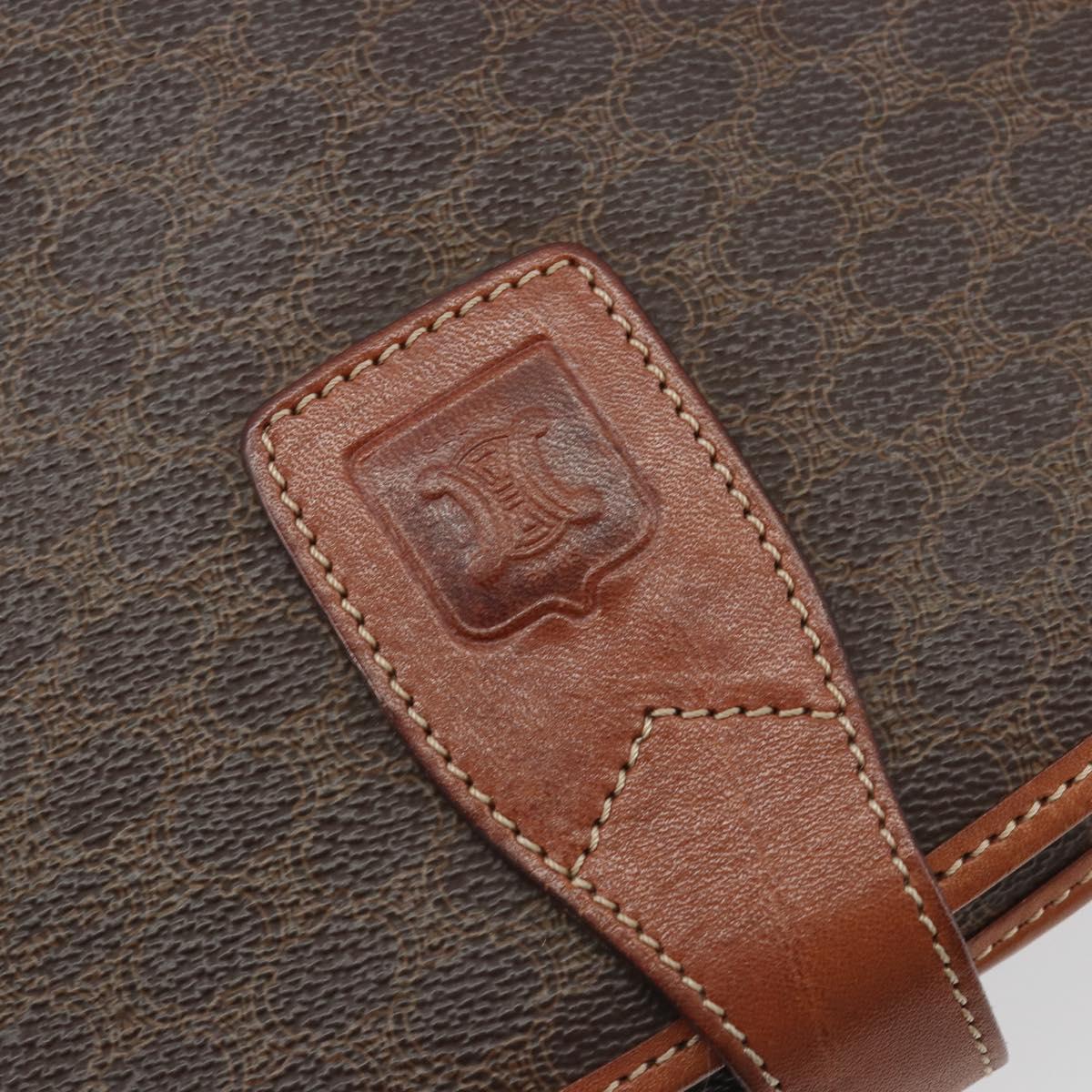 CELINE Macadam Canvas Shoulder Bag PVC Leather Brown Gold Auth BA13751