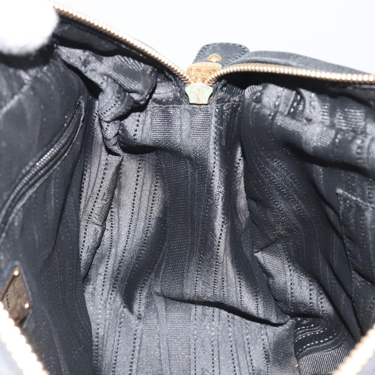 Salvatore Ferragamo Vala Hand Bag Leather Black Gold Auth BA13758