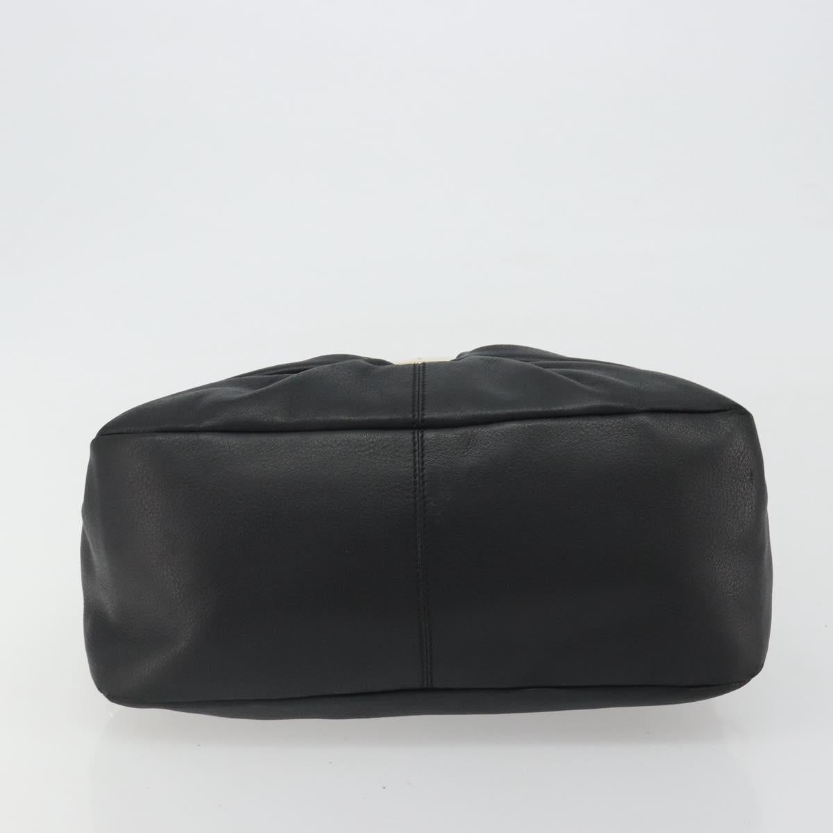 Salvatore Ferragamo Vala Hand Bag Leather Black Gold Auth BA13758
