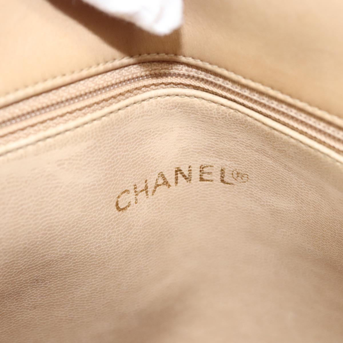 CHANEL COCO Mark Shoulder Bag Lamb Skin Beige Gold CC Auth BA1376