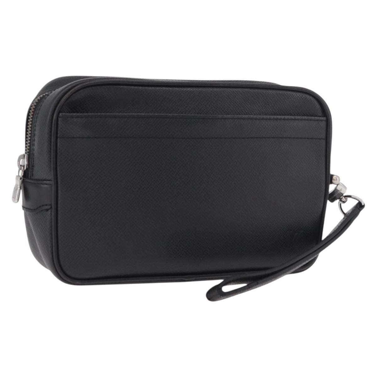 LOUIS VUITTON Taiga Karga Clutch Bag Ardoise Black M30812 LV Auth BA13765A