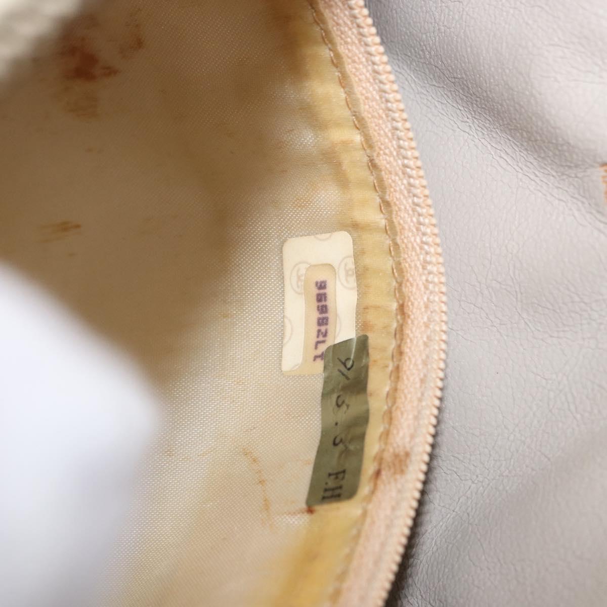 CHANEL Matelasse Shoulder Bag Lamb Skin White Gold CC Auth BA13767