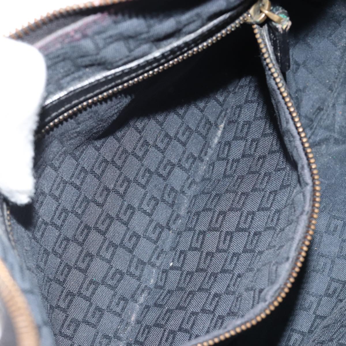 GUCCI Sherry Line Shoulder Bag Canvas Black Gold 106663 Auth BA13768