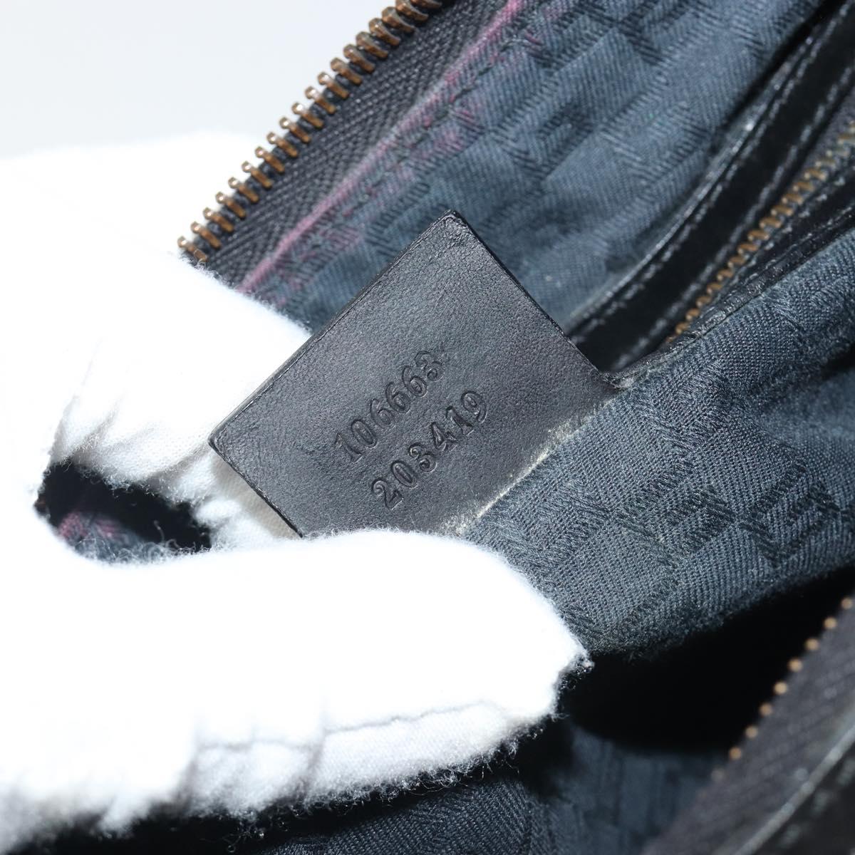 GUCCI Sherry Line Shoulder Bag Canvas Black Gold 106663 Auth BA13768