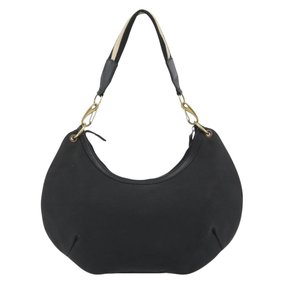 GUCCI Sherry Line Shoulder Bag Canvas Black Gold 106663 Auth BA13768
