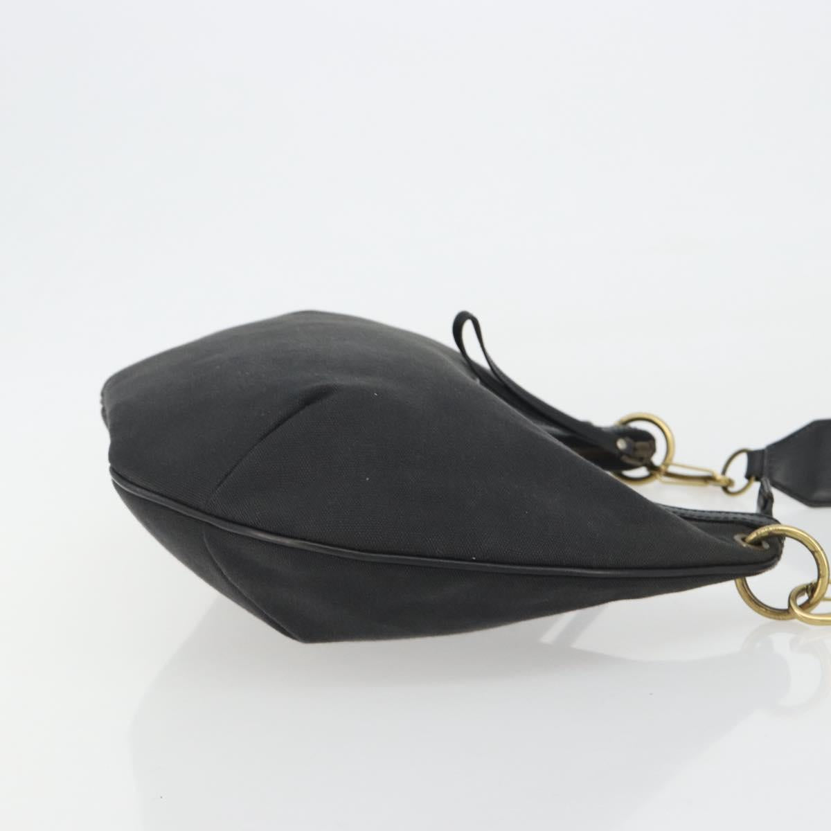 GUCCI Sherry Line Shoulder Bag Canvas Black Gold 106663 Auth BA13768