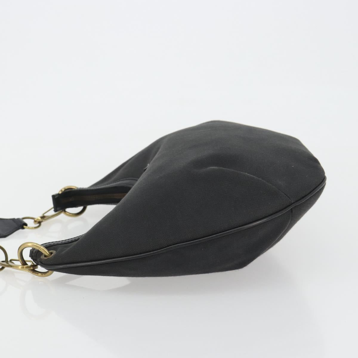 GUCCI Sherry Line Shoulder Bag Canvas Black Gold 106663 Auth BA13768