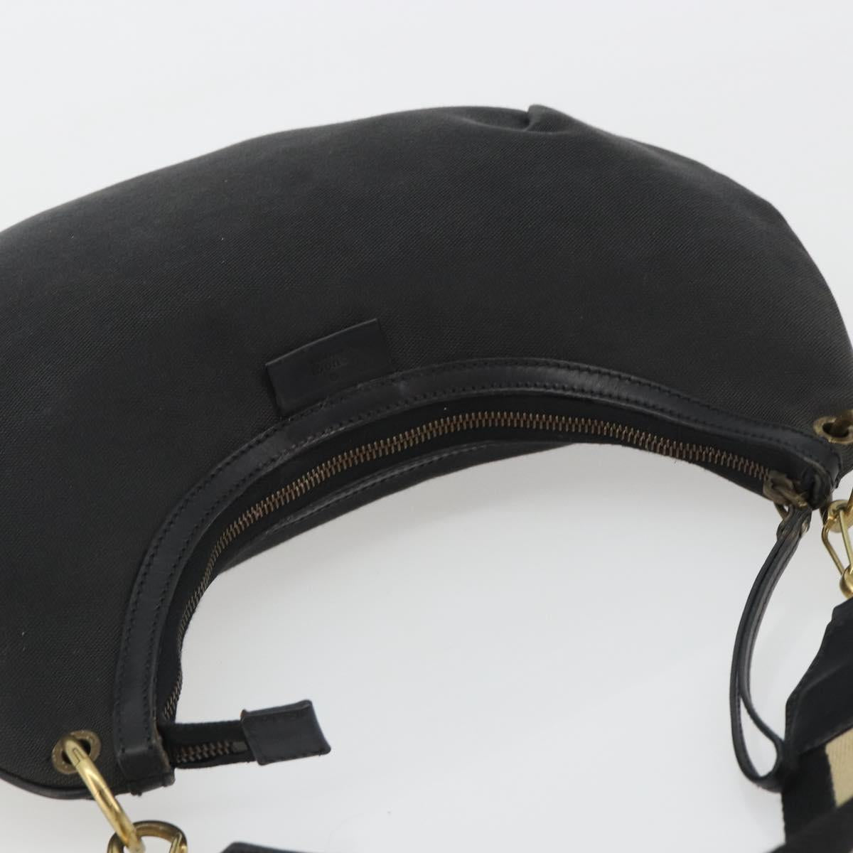 GUCCI Sherry Line Shoulder Bag Canvas Black Gold 106663 Auth BA13768