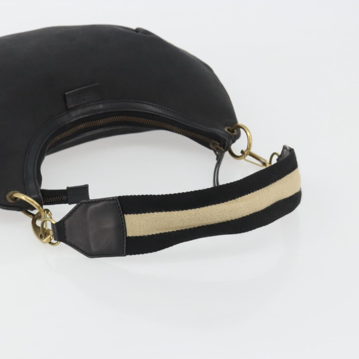 GUCCI Sherry Line Shoulder Bag Canvas Black Gold 106663 Auth BA13768