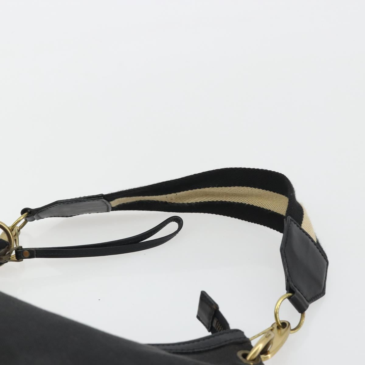 GUCCI Sherry Line Shoulder Bag Canvas Black Gold 106663 Auth BA13768
