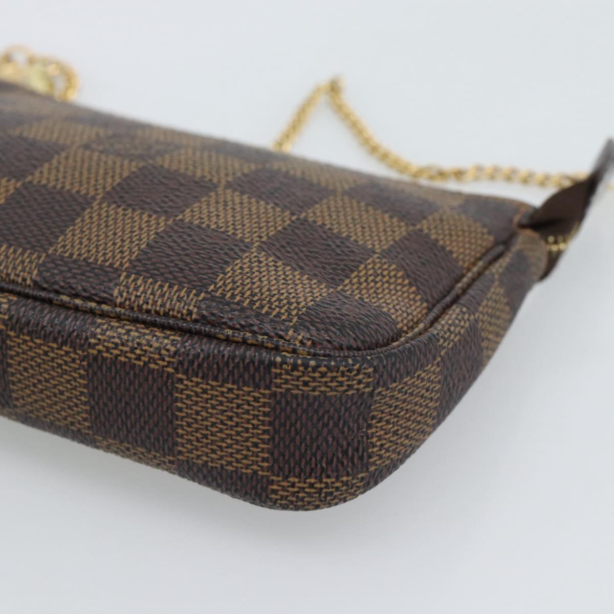 LOUIS VUITTON Damier Ebene Mini Pochette Accessoires Pouch N58009 Auth BA13778A