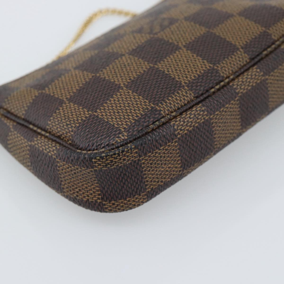 LOUIS VUITTON Damier Ebene Mini Pochette Accessoires Pouch N58009 Auth BA13778A