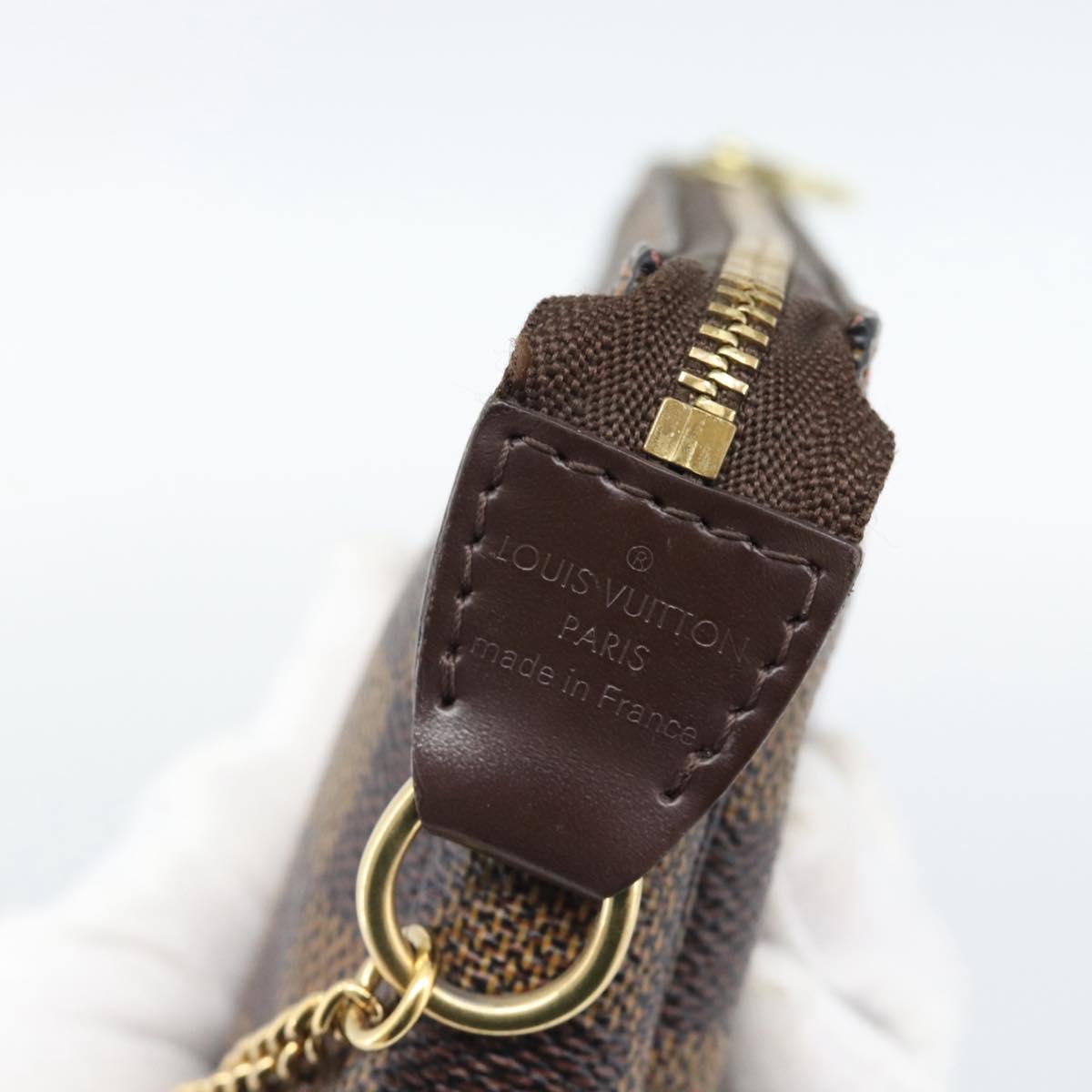LOUIS VUITTON Damier Ebene Mini Pochette Accessoires Pouch N58009 Auth BA13778A