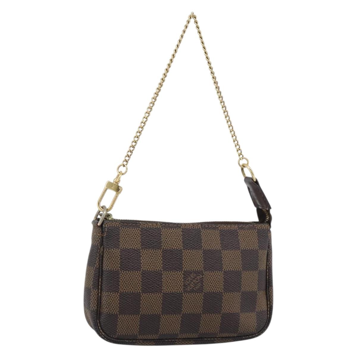 LOUIS VUITTON Damier Ebene Mini Pochette Accessoires Pouch N58009 Auth BA13778A