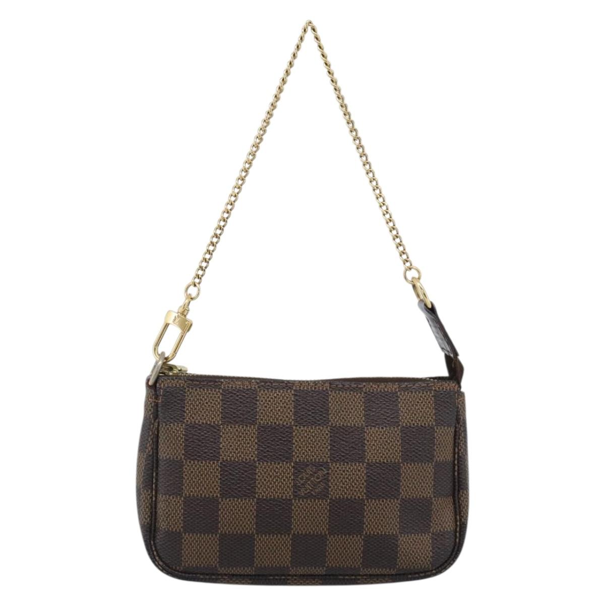 LOUIS VUITTON Damier Ebene Mini Pochette Accessoires Pouch N58009 Auth BA13778A