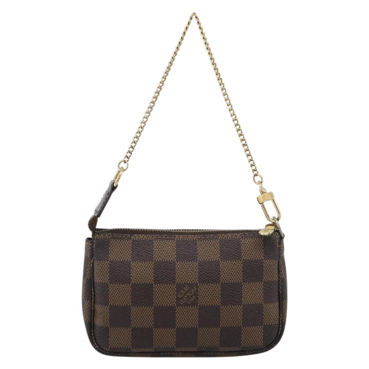 LOUIS VUITTON Damier Ebene Mini Pochette Accessoires Pouch N58009 Auth BA13778A