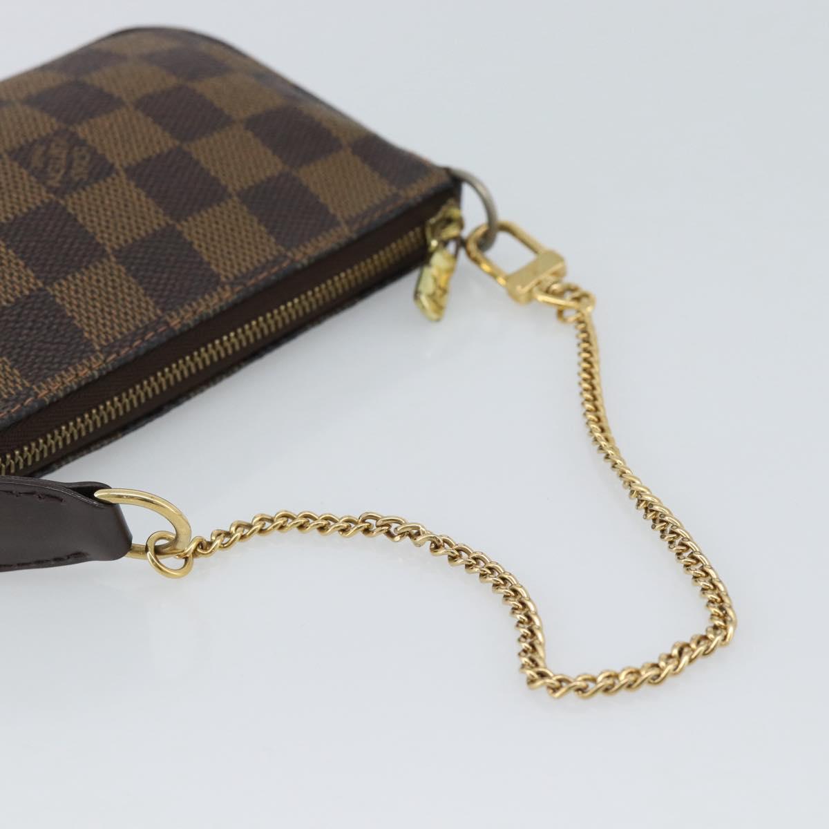 LOUIS VUITTON Damier Ebene Mini Pochette Accessoires Pouch N58009 Auth BA13778A