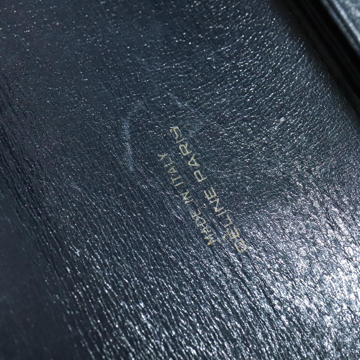 CELINE C Sulky Shoulder Bag Canvas Navy Gold Auth BA1378