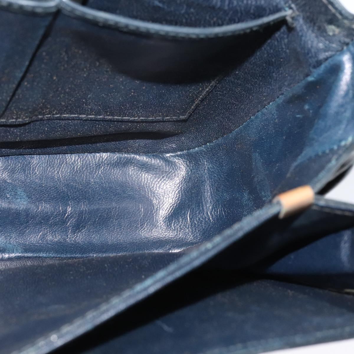 CELINE C Sulky Shoulder Bag Canvas Navy Gold Auth BA1378