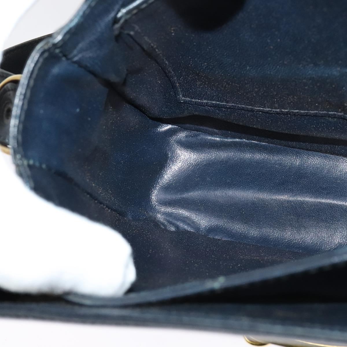 CELINE C Sulky Shoulder Bag Canvas Navy Gold Auth BA1378