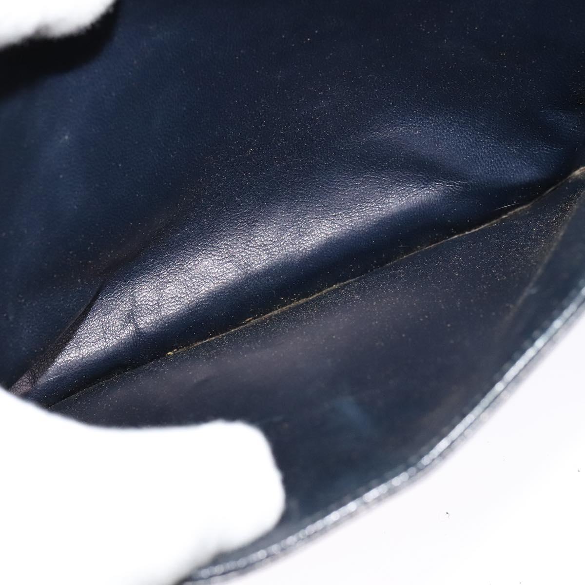 CELINE C Sulky Shoulder Bag Canvas Navy Gold Auth BA1378